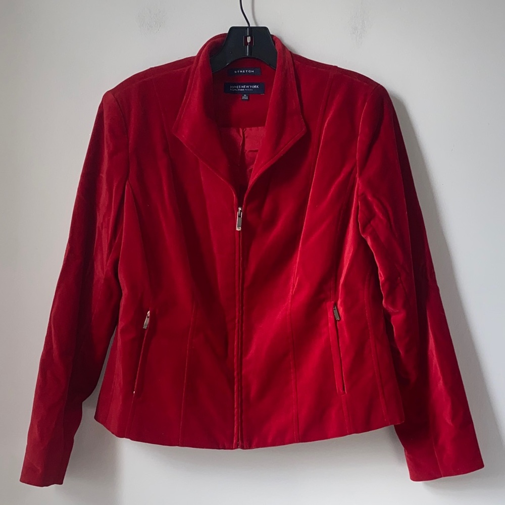 Jones New York Petites Women's Red Bomber Jacket - Picture 1 of 9